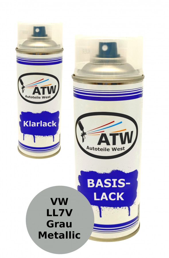 Autolack für VW LL7V Grau Metallic +400ml Klarlack Set